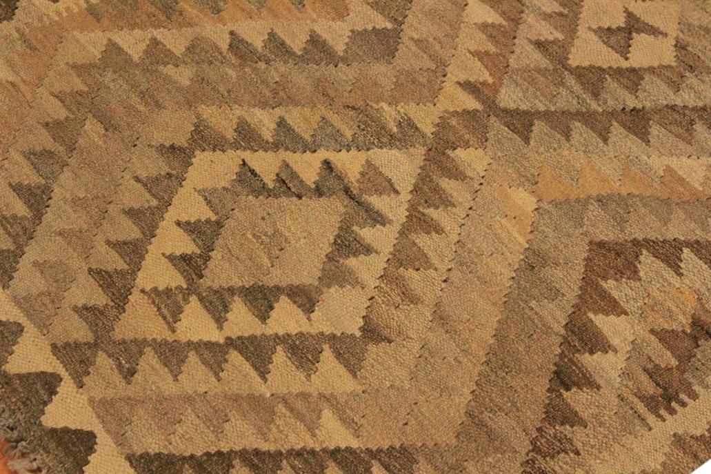 Flat Weave Kilim, Antique, Navaho, Vintage, Handmade, Geometric Kilim Gray Brown Hand-Woven Rectangle 100% Wool Area Rug 3 x 4