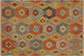 handmade Geometric Kilim Gold Gray Hand-Woven RECTANGLE 100% WOOL area rug 7 x 10