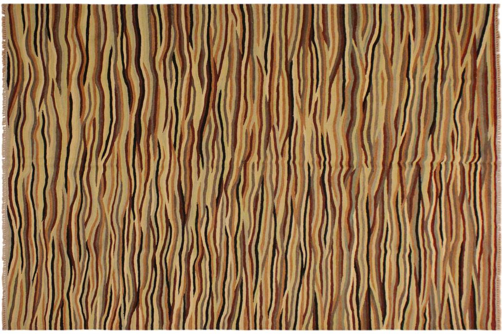 Flat Weave Kilim, Antique, Navaho, Vintage, Handmade, Modern Kilim Beige Red Hand-Woven Rectangle 100% Wool Area Rug 6 x 8