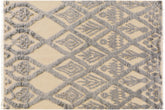 handmade Geometric Moroccan Hi Ivory Blue Hand Knotted RECTANGLE 100% WOOL area rug 5' x 7'