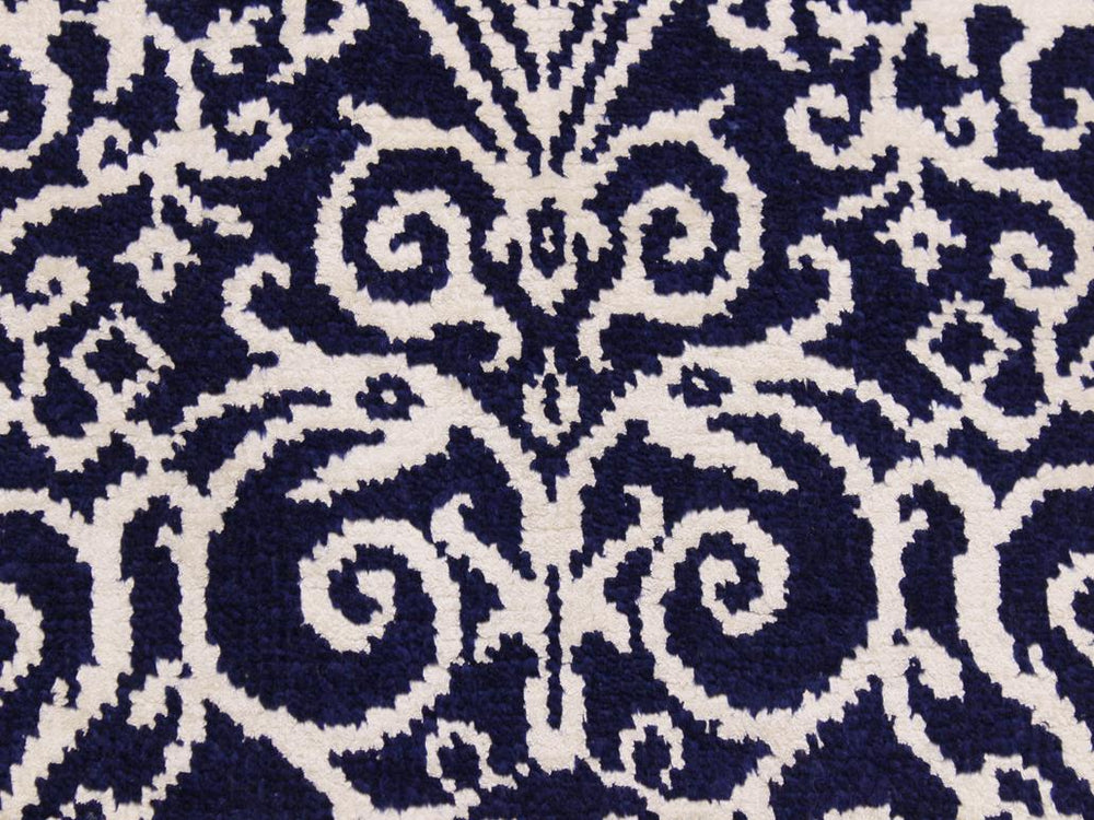 handmade Modern Kafkaz Blue Ivory Hand Knotted RUNNER WOOL&SILK area rug 2x10