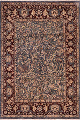 handmade Traditional Lahore Tan Blue Hand Knotted RECTANGLE 100% WOOL area rug 8'X10'