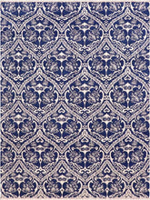 handmade Modern Nabila Blue Ivory Hand Knotted RECTANGLE WOOL&SILK area rug 6x9
