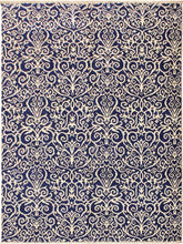 handmade Modern Cryena Blue Ivory Hand Knotted RECTANGLE 100% WOOL area rug 5x7