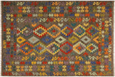 handmade Geometric Kilim Brown Blue Hand-Woven RECTANGLE 100% WOOL area rug 6 x 8