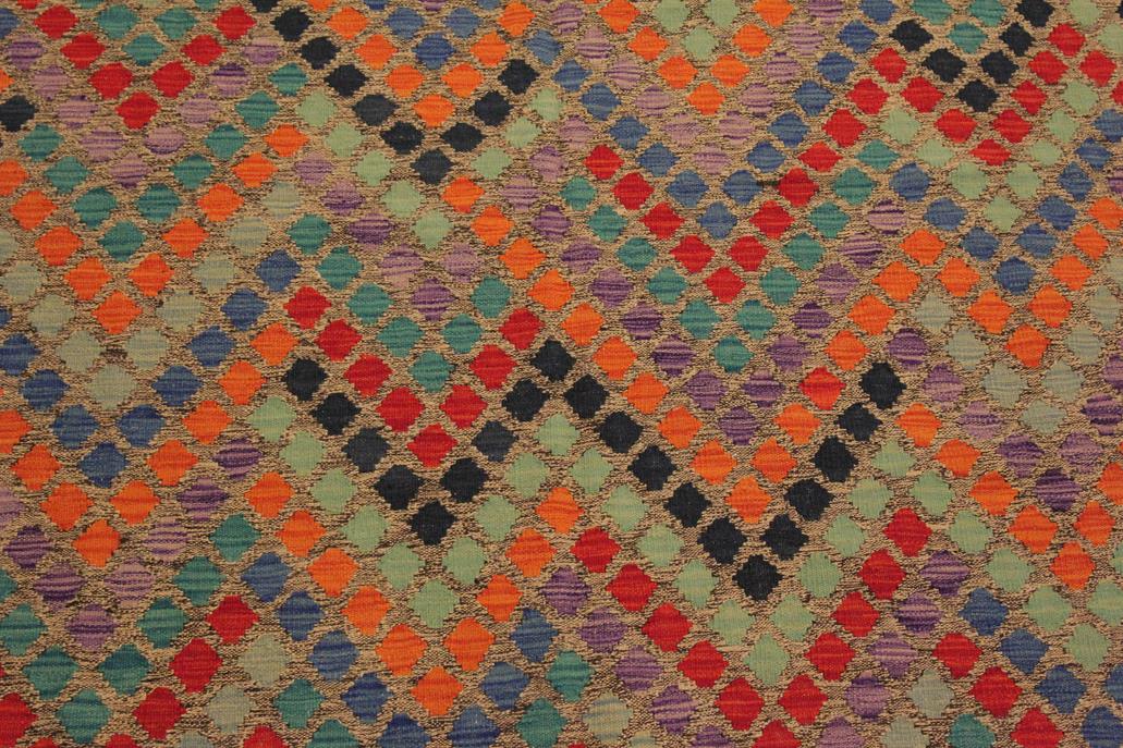 Flat Weave Kilim, Antique, Navaho, Vintage, Handmade, Modern Kilim Brown Blue Hand-Woven Rectangle 100% Wool Area Rug 6 x 8