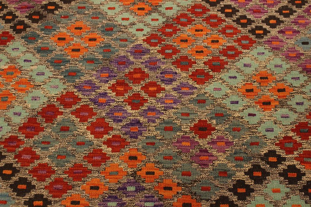 Flat Weave Kilim, Antique, Navaho, Vintage, Handmade, Modern Kilim Brown Red Hand-Woven Rectangle 100% Wool Area Rug 4 x 6