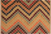 handmade Modern Kilim Tan Beige Hand-Woven RECTANGLE 100% WOOL area rug 5x7