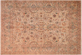 handmade Traditional Lahore Tan Green Hand Knotted RECTANGLE 100% WOOL area rug 8' x 10'
