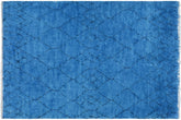 handmade Modern Moroccan Blue Black Hand Knotted RECTANGLE 100% WOOL area rug 8' x 10'