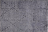 handmade Modern Moroccan Gray Black Hand Knotted RECTANGLE 100% WOOL area rug 8' x 11'