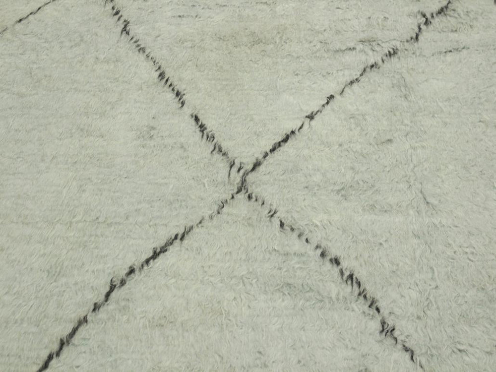 handmade Modern Moroccan Lt. Blue Black Hand Knotted RECTANGLE 100% WOOL area rug 6x9