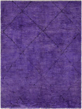 handmade Modern Moroccan Purple Black Hand Knotted RECTANGLE 100% WOOL area rug 6x9