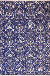 handmade Modern Kafkaz Blue Ivory Hand Knotted RECTANGLE WOOL&VISCOU area rug 8X10