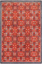 handmade Transitional Kafkaz Rust Blue Hand Knotted RECTANGLE 100% WOOL area rug 10X14