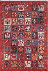 handmade Transitional Kafkaz Rust Blue Hand Knotted RECTANGLE 100% WOOL area rug 9X12