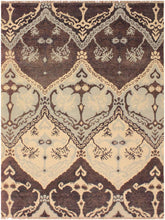 handmade Modern Nabila Brown Ivory Hand Knotted RECTANGLE WOOL&SILK area rug 4x6