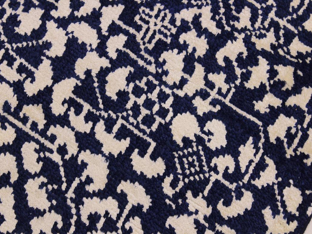 handmade Modern Kafkaz Blue Ivory Hand Knotted RUNNER WOOL&SILK area rug 2x8