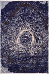 handmade Modern Abstract Blue Ivory Hand Knotted RECTANGLE 100% WOOL area rug 8X10