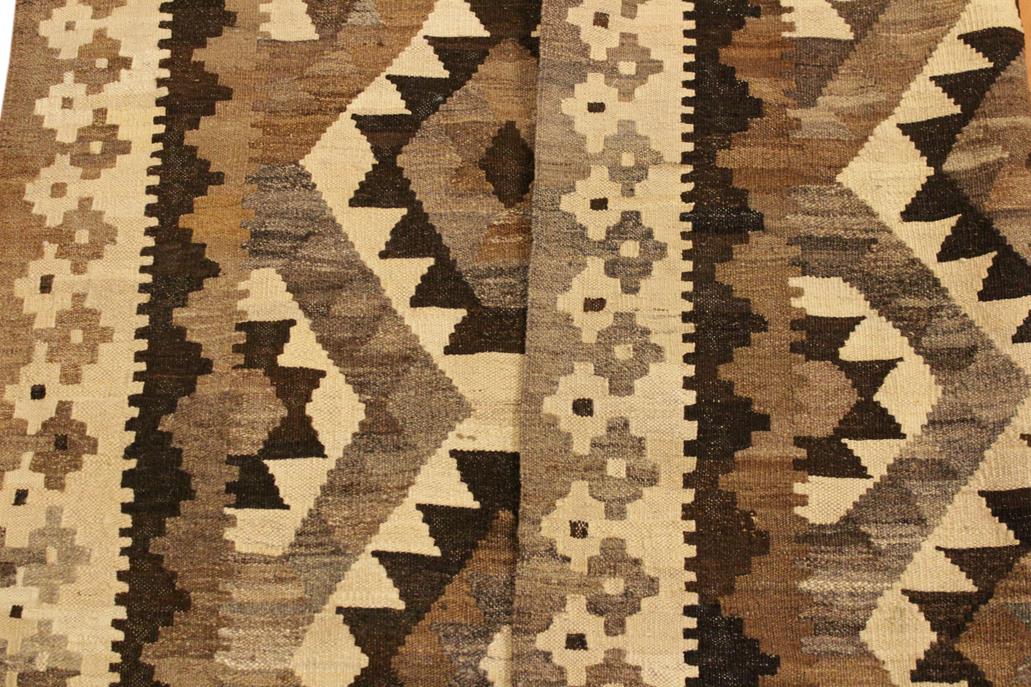 Flat Weave Kilim, Antique, Navaho, Vintage, Handmade, Geometric Kilim Beige Brown Hand-Woven Rectangle 100% Wool Area Rug 4 x 6