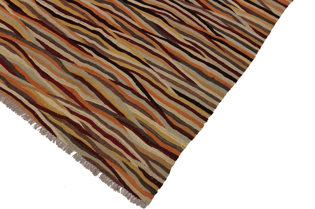 Flat Weave Kilim, Antique, Navaho, Vintage, Handmade, Modern Kilim Beige Red Hand-Woven Rectangle 100% Wool Area Rug 8 x 10