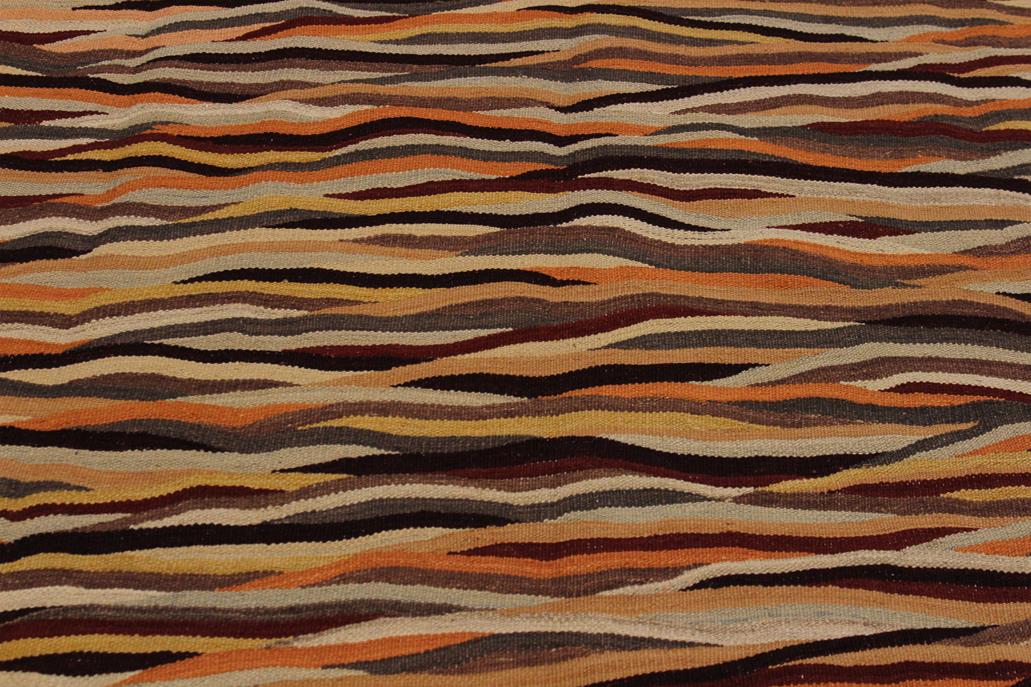 Flat Weave Kilim, Antique, Navaho, Vintage, Handmade, Modern Kilim Beige Red Hand-Woven Rectangle 100% Wool Area Rug 8 x 10