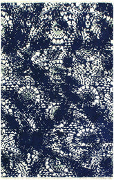 handmade Modern Abstract Blue Ivory Hand Knotted RECTANGLE WOOL&SILK area rug 4X6