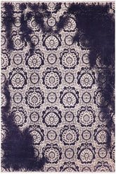 handmade Modern Abstract Blue Beige Hand Knotted RECTANGLE WOOL&SILK area rug 9X12