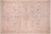 handmade Modern Kafkaz Ivory Pink Hand Knotted RECTANGLE 100% WOOL area rug 9' x 12'