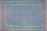 handmade Over Dyed Over Dyed Blue Brown Hand Knotted RECTANGLE 100% WOOL area rug 8' x 10'