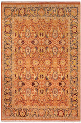 Traditional Agra Ramona Orange Gray Hand Knotted Area rugs 8X10