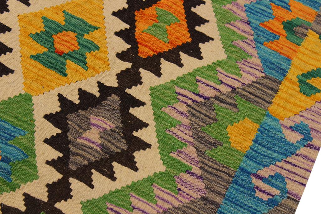 Flat Weave Kilim, Antique, Navaho, Vintage, Handmade, Geometric Kilim Brown Beige Hand-Woven Rectangle 100% Wool Area Rug 6 x 8
