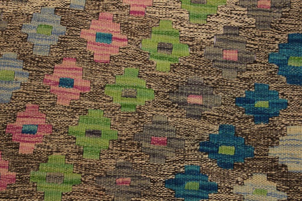 Flat Weave Kilim, Antique, Navaho, Vintage, Handmade, Modern Kilim Gray Green Hand-Woven Rectangle 100% Wool Area Rug 6 x 8