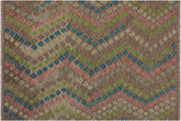 handmade Modern Kilim Gray Green Hand-Woven RECTANGLE 100% WOOL area rug 6x8