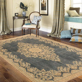 handmade Vintage Hand Painte Gray Beige Hand Knotted RECTANGLE 100% WOOL area rug 7X10