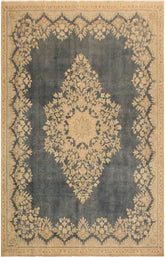 handmade Vintage Hand Painte Gray Beige Hand Knotted RECTANGLE 100% WOOL area rug 7X10