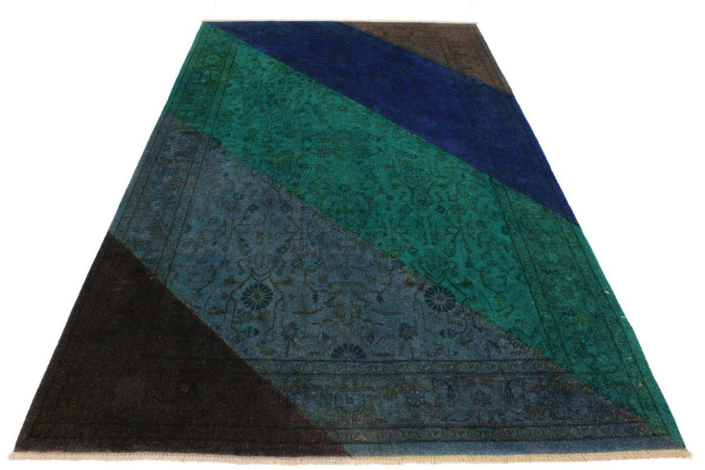 A10606, 4 1"x 6 0",Over Dyed ,4x6,Blue,GREEN,Hand-knotted ,Pakistan ,100% Wool ,Rectangle ,652671193347