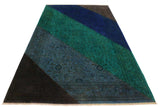 A10606, 4 1"x 6 0",Over Dyed ,4x6,Blue,GREEN,Hand-knotted ,Pakistan ,100% Wool ,Rectangle ,652671193347