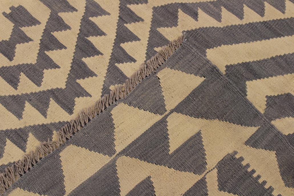 Flat Weave Kilim, Antique, Navaho, Vintage, Handmade, Geometric Kilim Gray Tan Hand-Woven Rectangle 100% Wool Area Rug 6 x 8