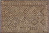 handmade Modern Kilim Tan Brown Hand-Woven RECTANGLE 100% WOOL area rug 5 x 7