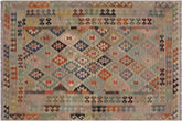 handmade Modern Kilim Tan Gray Hand-Woven RECTANGLE 100% WOOL area rug 6 x 8