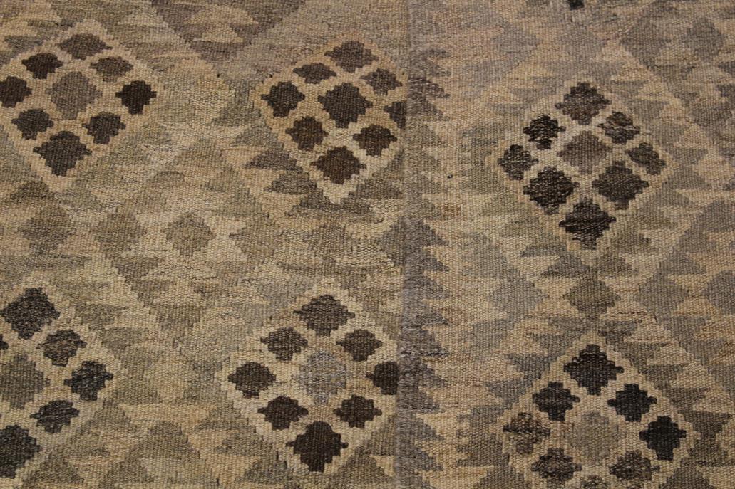 Flat Weave Kilim, Antique, Navaho, Vintage, Handmade, Geometric Kilim Tan Gray Hand-Woven Rectangle 100% Wool Area Rug 5 x 7