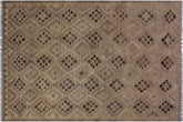 handmade Modern Kilim Tan Gray Hand-Woven RECTANGLE 100% WOOL area rug 5 x 7