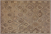 handmade Modern Kilim Tan Gray Hand-Woven RECTANGLE 100% WOOL area rug 6 x 8