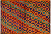 handmade Modern Balouchi Orange Blue Hand Knotted RECTANGLE 100% WOOL area rug 3x5