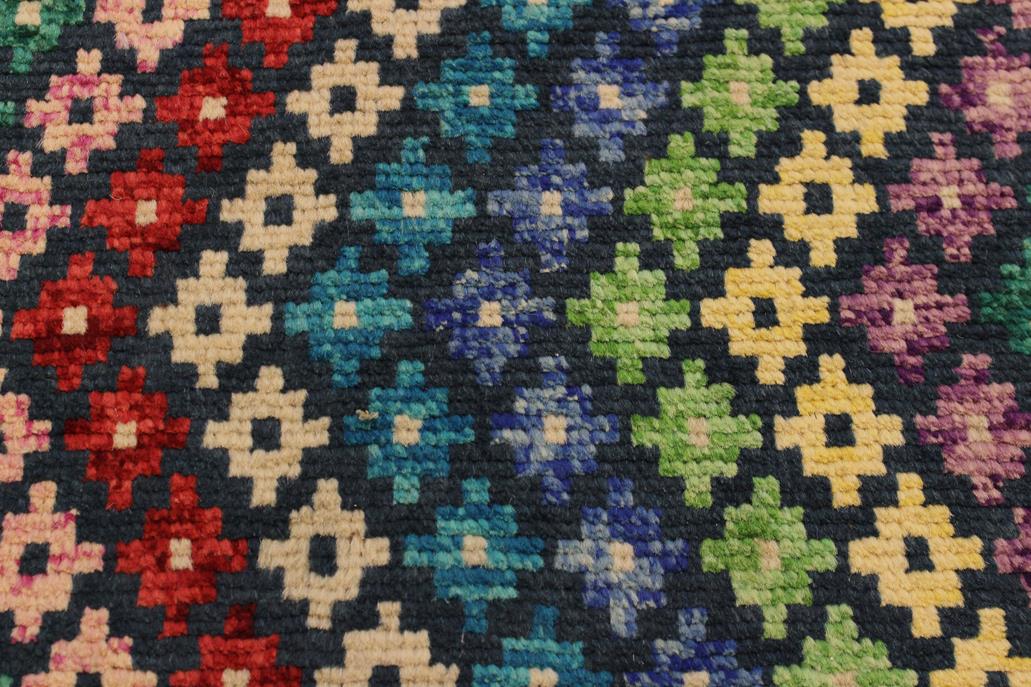 handmade Geometric Balouchi Blue Beige Hand Knotted RECTANGLE 100% WOOL area rug 3' x 5'