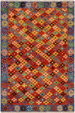 Tribal Balochi Franches Orange/Blue Wool Rug - 3'4''X4'11''