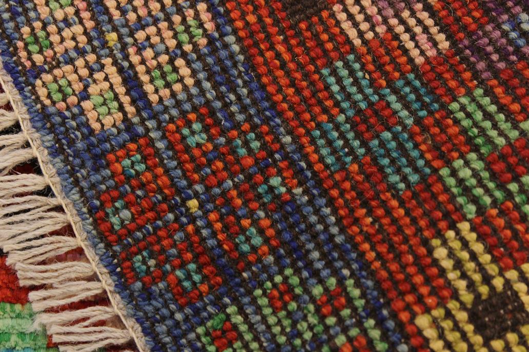handmade Geometric Balouchi Orange Blue Hand Knotted RECTANGLE 100% WOOL area rug 3' x 5'