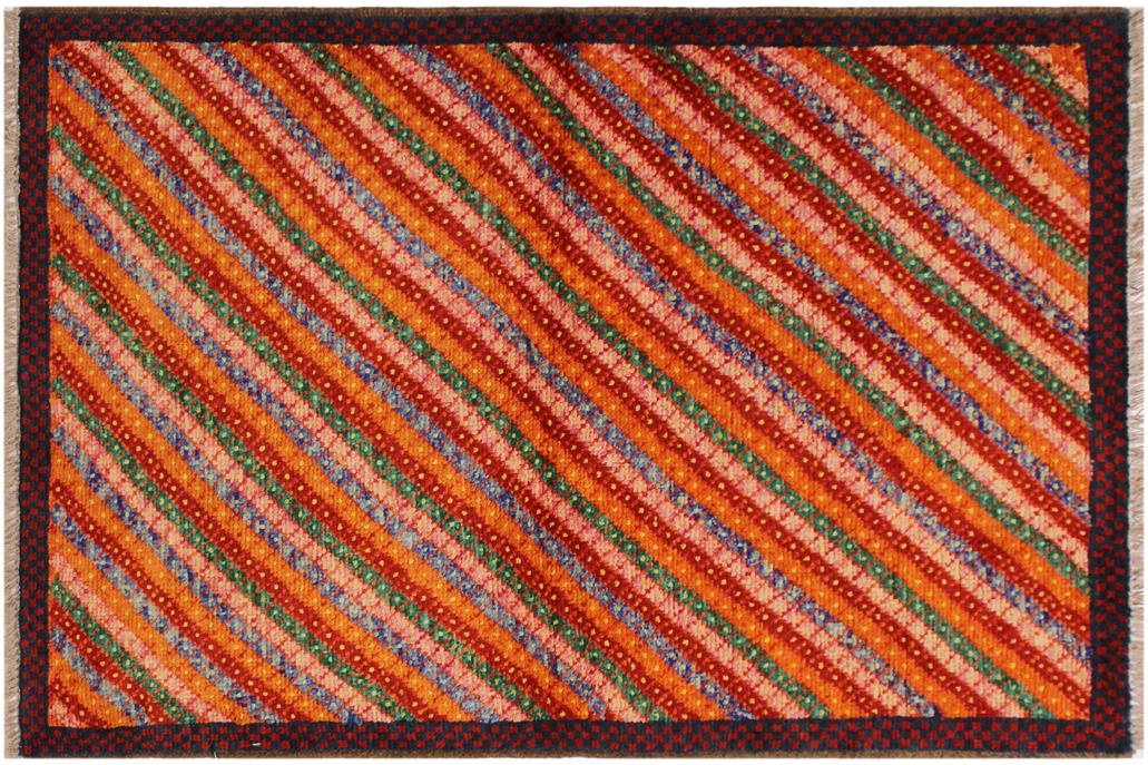 handmade Geometric Balouchi Orange Red Hand Knotted RECTANGLE 100% WOOL area rug 3' x 5'