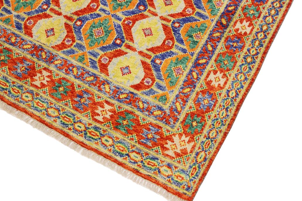 handmade Geometric Balouchi Red Blue Hand Knotted RECTANGLE 100% WOOL area rug 6' x 8'